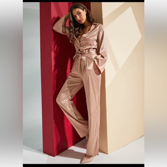 Classy champagne two piece pants set - Picture 4 of 8